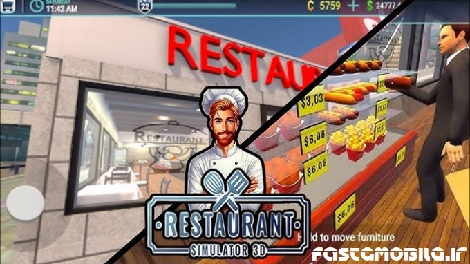 دانلود بازی شبیه سازی رستوران سه بعدی هک شده اندروید Restaurant Simulator 3D