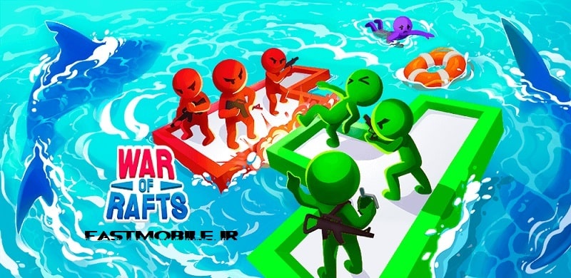 دانلود بازی جنگ قایق‌ها هک شده اندروید War of Rafts: Crazy Sea Battle