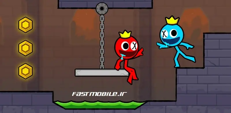 دانلود بازی استیکمن قرمز و آبی هک شده اندروید Red and Blue Stickman 2